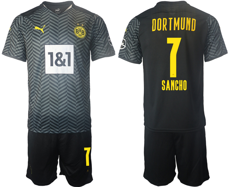 Men 2021-2022 Club Borussia Dortmund away black #7 Soccer Jersey